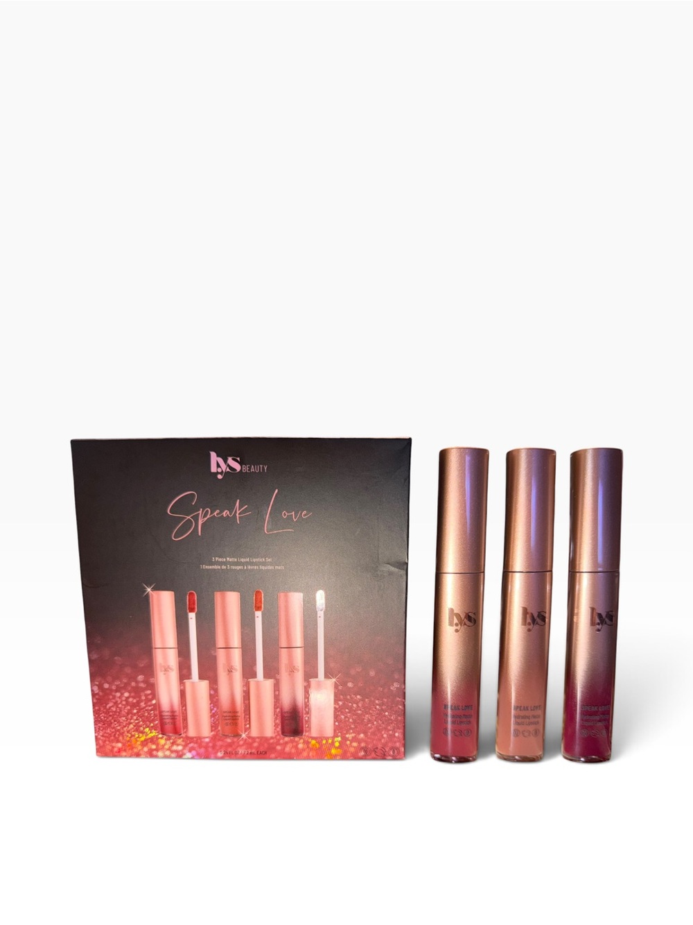 LYS Beauty Speak Love 3-Piece Matte Liquid Lipstick Set Full Size Trio